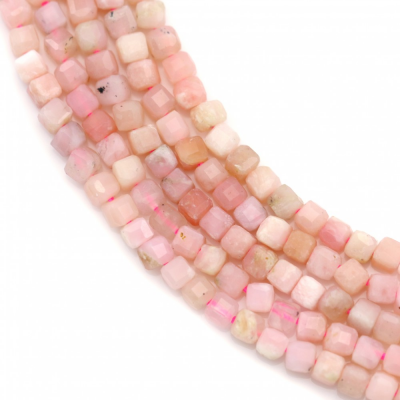 Opale rose à facettes Cube Taille 2mm Trou 0.5mm 39-40cm/Strand