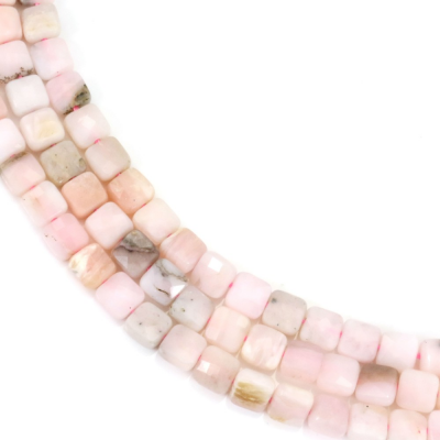Pink Opal Faceted Square 6mm Hole1mm 39-40cm/Strand