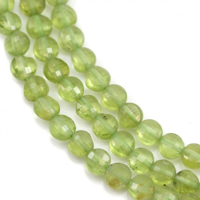 Natural peridot beads strand faceted flat round diameter 4mm hole 0.8 mm 15~16"/strand
