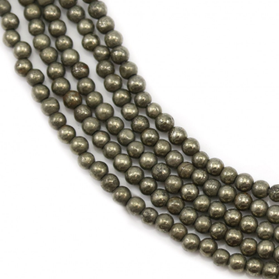 Perline di pirite naturale filo diametro rotondo 2 mm foro 0,3 mm circa 195 perline / filo 15 ~ 16 "