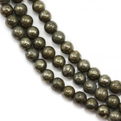 Perline di pirite naturale filo diametro rotondo 4 mm foro 0,8 mm circa 96 perline / filo 15 ~ 16 "