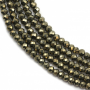 Perles Pyrite rondelle facette sur fil  Taille 2x3 mm trou 0.6mm 15-16''/fil
