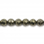 Pyrite facettierte runde Perlenkette  Durchmesser 10mm  Loch 1mm  ca. 40 Stck / Strang 15~16"