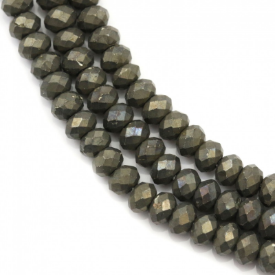 Pyrite Faceted Abacus Beads Strand Size 3x4mm Hole 0.7mm  About 182 Beads/Strand 15~16"