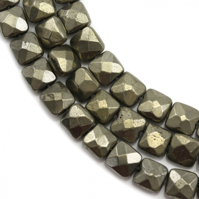 Pyrite facettierte quadratische Perlenkette 6x6mm Durchmesser des Loch 0.8mm ca. 50 Stck / Strang 15~16"