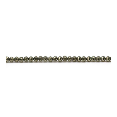 Fili di perle di pirite naturale rotonde (sfaccettate) Diametro 2 mm Foro 0,3 mm 15~16"/filo