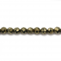 Pyrite perle ronde facette sur fil  Taille 3mm de diamètre  trou 0.45mm x1fil 15~16"