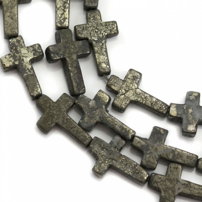 Pyrite Beads Strand Cross  Size 11x15mm Hole 1mm About 26 Beads/Strand 15~16"