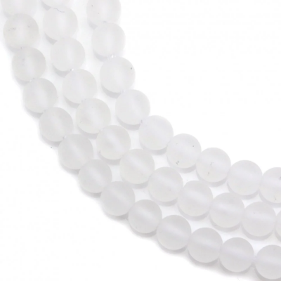 白水晶串珠 圓形磨砂 直徑4毫米 孔徑0.8毫米 長度39-40厘米/條