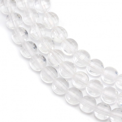 Perles de cristal de roche ronde plate facette sur fil  Taille 4mm trou 0.8mm environ 95perles/fil