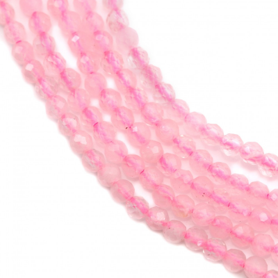 Natural Rose Quartz Beads Strand Faceted Round Diameter 2mm Hole 0.4mm About 204 Beads/Strand 15~16''