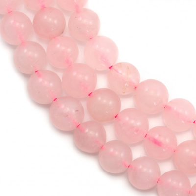 Miçangas de quartzo rosa redondas. Diâmetro: 8mm. Orificio: 1mm. 48pçs/fio. 15~16"