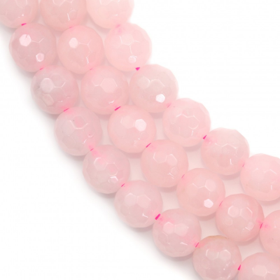Miçangas de quartzo rosa redondas  lapidadas. Diâmetro: 8mm. Orificio: 1mm. 47pçs/fio. 15~16"
