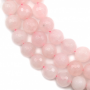 Miçangas de quartzo rosa redondas  lapidadas. Diâmetro: 10mm. Orificio: 1mm. 40pçs/fio. 15~16"