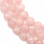 Miçangas de quartzo rosa redondas  lapidadas. Diâmetro: 16mm. Orificio: 1.5mm. 25pçs/fio. 15~16"
