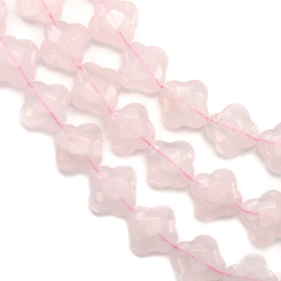 Perline di quarzo rosa naturale Dimensione trifoglio 13x13mm foro 1,5mm circa 31 perline/filo 15~16"