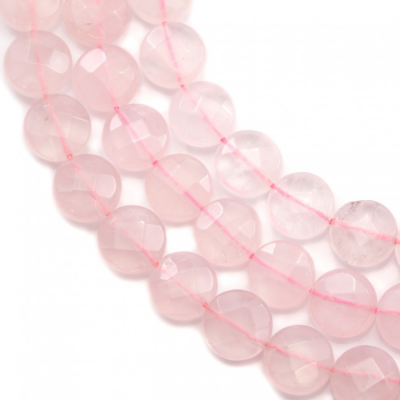 Miçangas de quartzo rosa redondas  lapidadas. Diâmetro: 10mm. Orificio: 1mm. 39pçs/fio. 15~16"