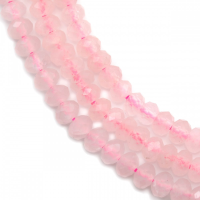 Perline di quarzo rosa naturale filo sfaccettato Abacus Dimensioni 3x4mm foro 0.8mm circa 132 perline/filo 15~16"