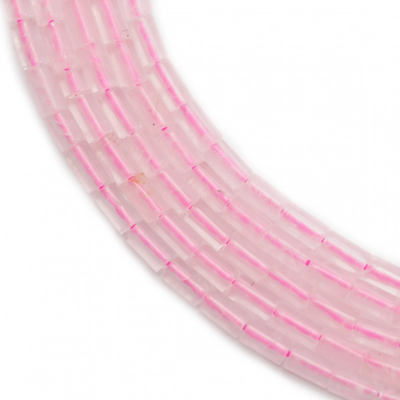 Quartz rose en tube sur fil Taille 2x4mm trou 0.5mm 15~16"/fil
