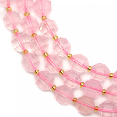 Natural Rose Quartz Beads Strand Faceted Prismatic Size 9x10mm Hole 1.5mm About 30 Beads/Strand  15~16"