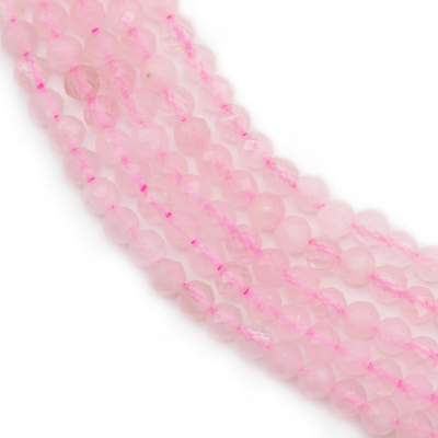 Perline di quarzo rosa naturale a filo Diametro rotondo sfaccettato 3 mm Foro 0,8 mm Circa 140 perline/filare