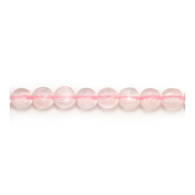 Perles de Quartz rose rond plat facette sur fil  Taille 6mm trou 0.6mm 15~16"/fil