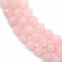 Perline di quarzo rosa naturale sfaccettate Diametro rotondo 6 mm Foro 0,8 mm 39-40 cm/filare