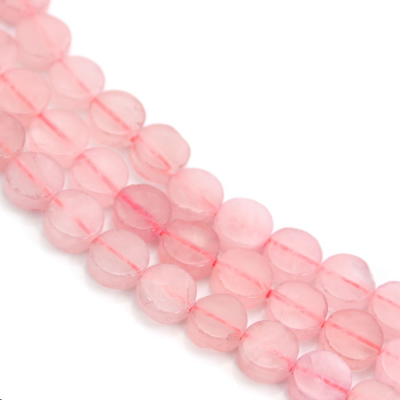 Contas de quartzo rosa natural redondas planas tamanho 8mm comprimento 39-40 cm/fio