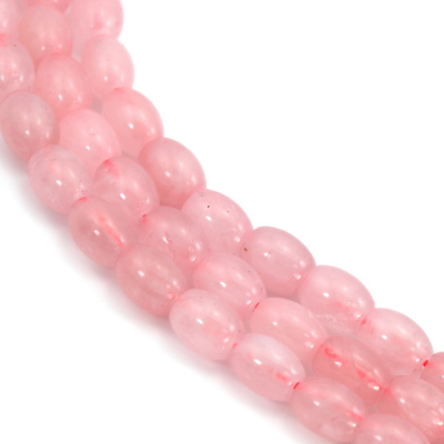 Perline di quarzo rosa in filo forma di riso 7x9mm 39-40cm/filare