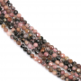 Natural Black Stripes Rhodochrosite Beads Strand Faceted Round Diameter 2mm  Hole 0.4mm About 187 Beads/Strand 15~16''