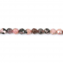 Natural Black Stripes Rhodochrosite Beads Strand Faceted Round Diameter 2mm  Hole 0.4mm About 187 Beads/Strand 15~16''