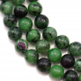 Collier de perles en rubis-zoisite naturelle, ronde 8mm Trou 1.2 mm, 52 perles/coton, 15~16"
