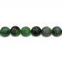 Collier de perles en rubis-zoisite naturelle, ronde 8mm Trou 1.2 mm, 52 perles/coton, 15~16"