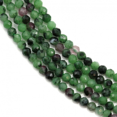 Natural Ruby-Zoisite Beads Strand Faceted Round Diameter 2mm Hole 0.5mm 39-40cm/Strand