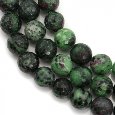 Ruby-Zoisite Beads Faceted Round Diameter 12mm Hole 0.8mm 39-40cm/Strand