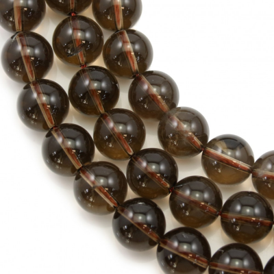 Filo di perle di quarzo fumé naturale, rotondo, diametro 14 mm, foro 1,5 mm, circa 28 perle/filo 15~16"