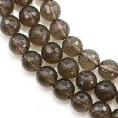 Natural Smoky Quartz Beads Strand Faceted Round Diameter 8mm Hole 1mm About 50 Beads/Strand 15~16"