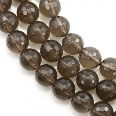 Natural Smoky Quartz Beads Strand Faceted Round Diameter 10mm Hole 1mm About 39 Beads/Strand 15~16"
