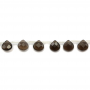 Filo di perle di quarzo fumé naturale, goccia piatta, dimensioni 10x10 mm, foro 0,7 mm, circa 30 perle/filo 15~16"