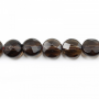 Natural Smoky Quartz Beads Strand Flat Round Faceted Diameter 10mm Thickness 4mm Hole 1mm Length 15 ~ 16 "/ strand