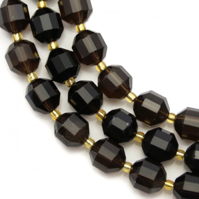 Natural smoky quartz beads strand faceted prismatic size 9x10mm hole 1.5mm about 30beads/strand 15~16"