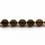 Natural smoky quartz beads strand faceted prismatic size 9x10mm hole 1.5mm about 30beads/strand 15~16"