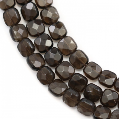 Rouleau de perles en quartz fumé naturel à facettes carrées 8mm 39-40cm/rang