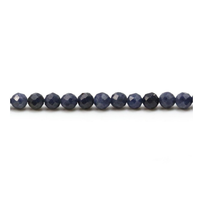 Fili di perle di zaffiro naturale rotondo (sfaccettato) diametro 4mm foro 0,6mm 15~16"/filo