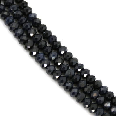 Natural Sapphire Faceted Abacus Beads Strand Size 3x4mm Hole 0.6mm 15~16"/Strand