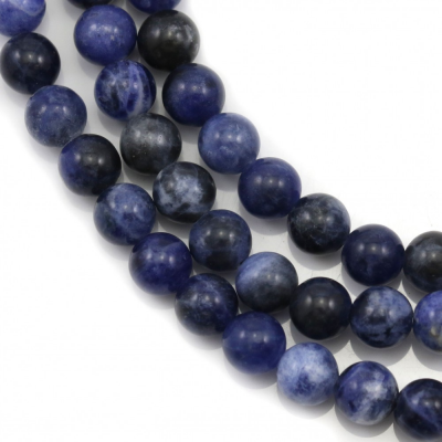 Perles rondes en sodalite en collier, Diamètre 6 mm, trou 1 mm, 61 perles / collier 15 ~ 16 ''