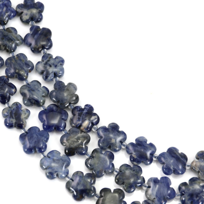 Natural Sodalite Beads Strand Flower Size 15x15mm Hole 1.5mm About 27 Beads/Strand 15~16"