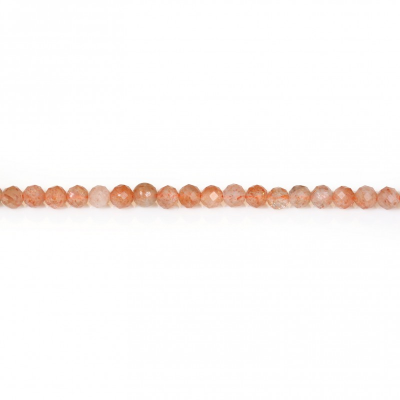Perles de Pierre de soleil en ronde facette sur fil Taille 3mm trou 0.8mm environ 140perles/fil