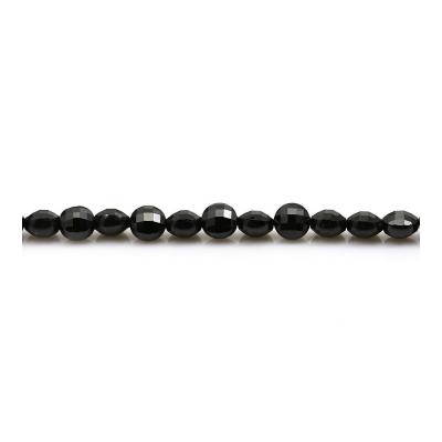 Spinelle noire ronde plate Taille 4mm Trou 0.6mm 39-40cm/Strand