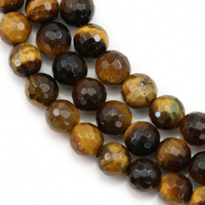 Natural Yellow Tiger's Eye Beads Strand Faceted Round Diameter 8mm Hole 1mm About 48 Beads/Strand 15~16"
